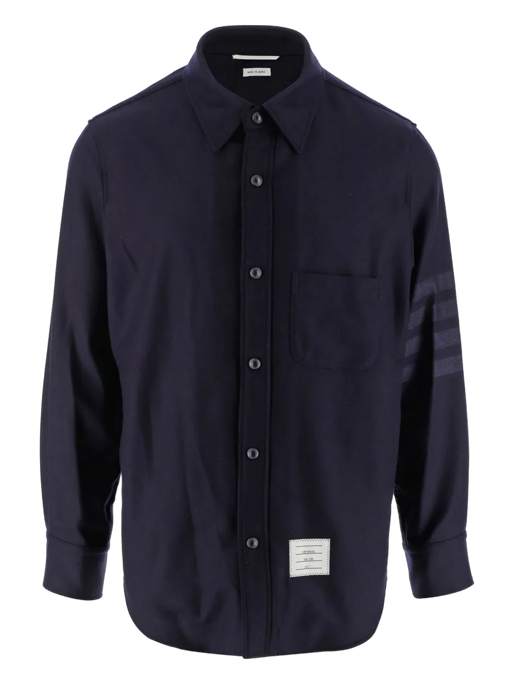 Thom Browne Flanell-Hemdjacke mit Druckknöpfen | Blau | Image 1