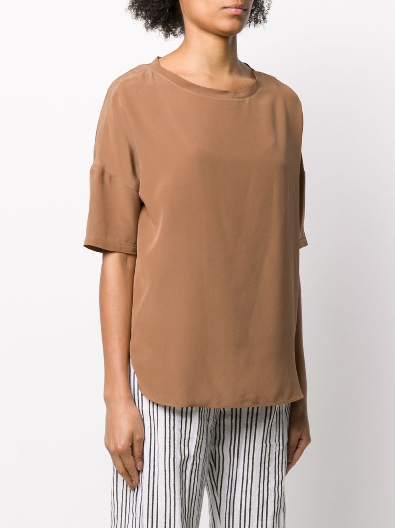 Shop Aspesi Oversized Silk Blouse In Brown