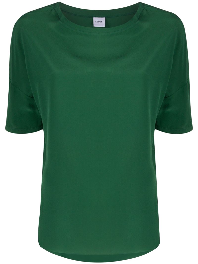 Aspesi Oversized Silk Blouse In Green