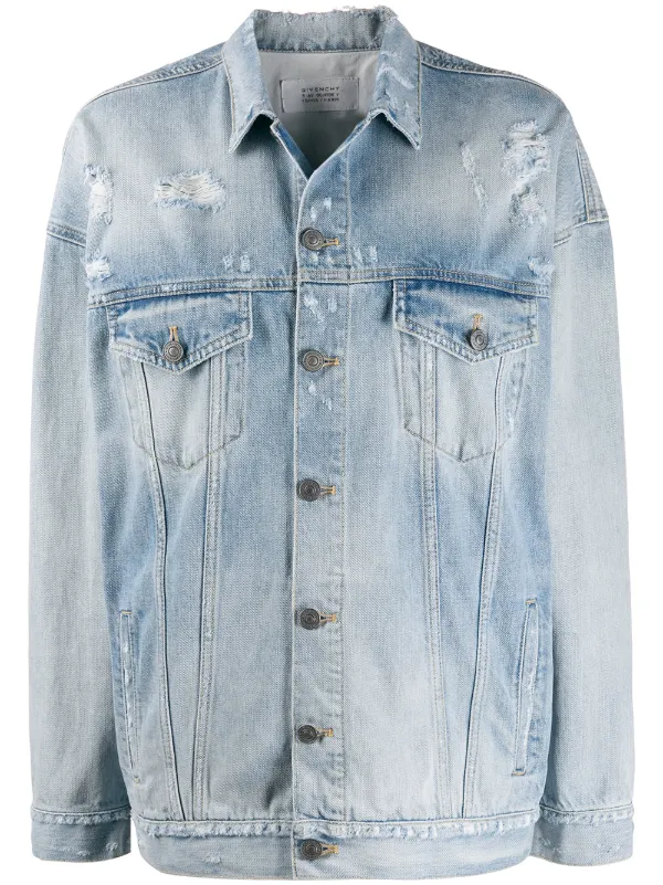 oversized distressed denim shirt