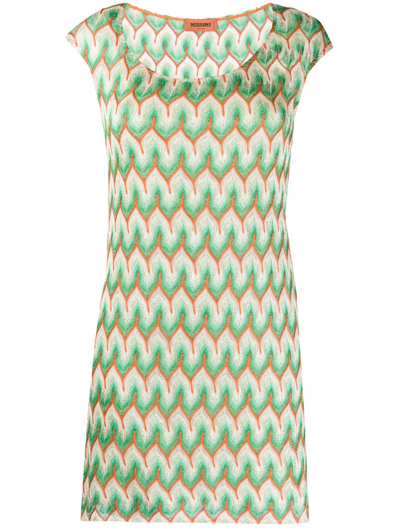 Missoni Geometric Embroidered Mini Dress In Green