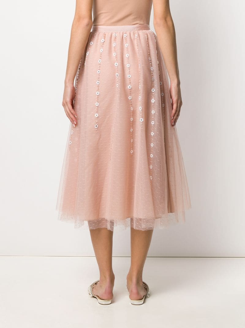 Shop Red Valentino Floral Pattern Pleated Skirt In Neutrals