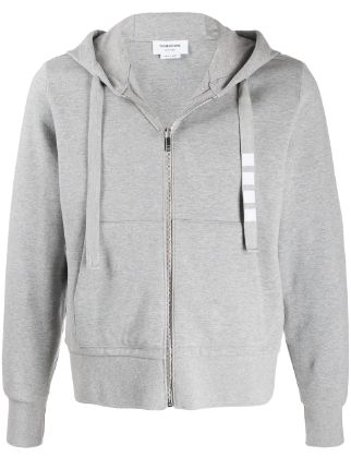 Dark Grey Loopback Jersey Knit 4-bar Zip-up Hoodie