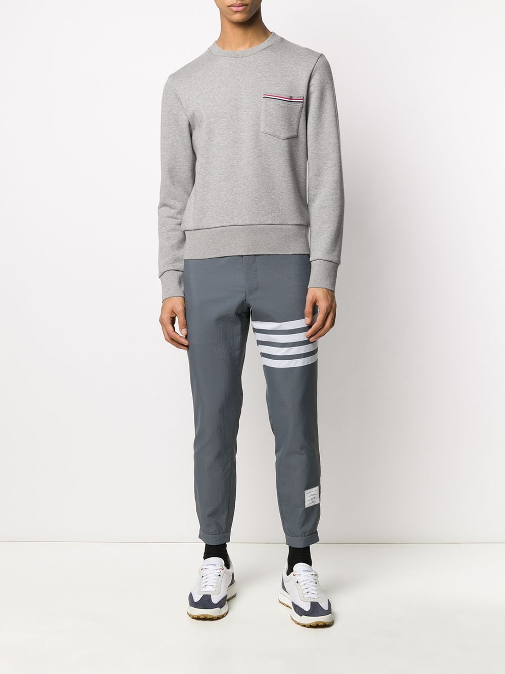 Thom Browne Loopback Stripe Pocket Sweatshirt - Farfetch