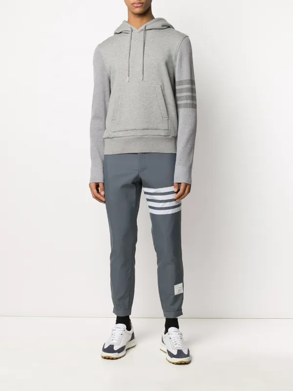 Thom Browne 4-Bar Loopback Hoodie Grey FARFETCH BE