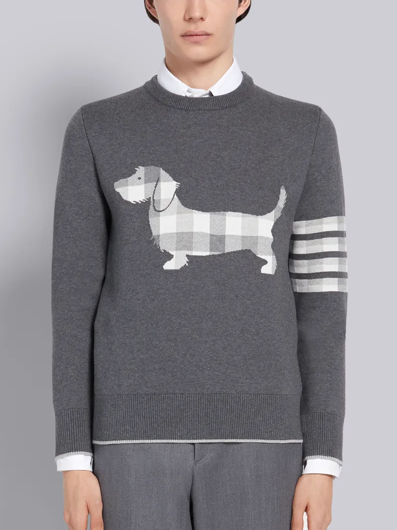 Medium Grey Cotton Crepe Buffalo Check 