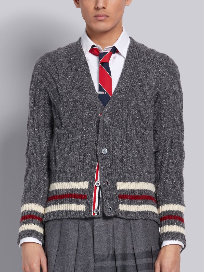 thom browne aran cable cardigan