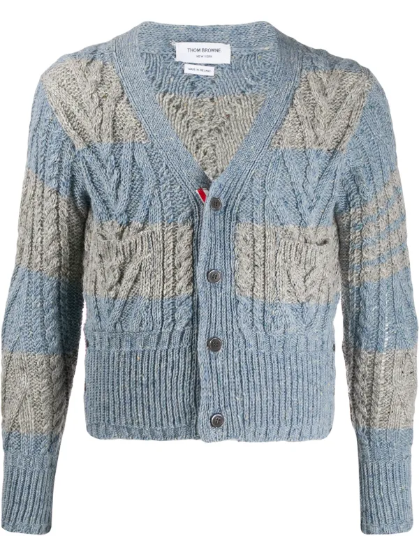 thom browne aran cable cardigan