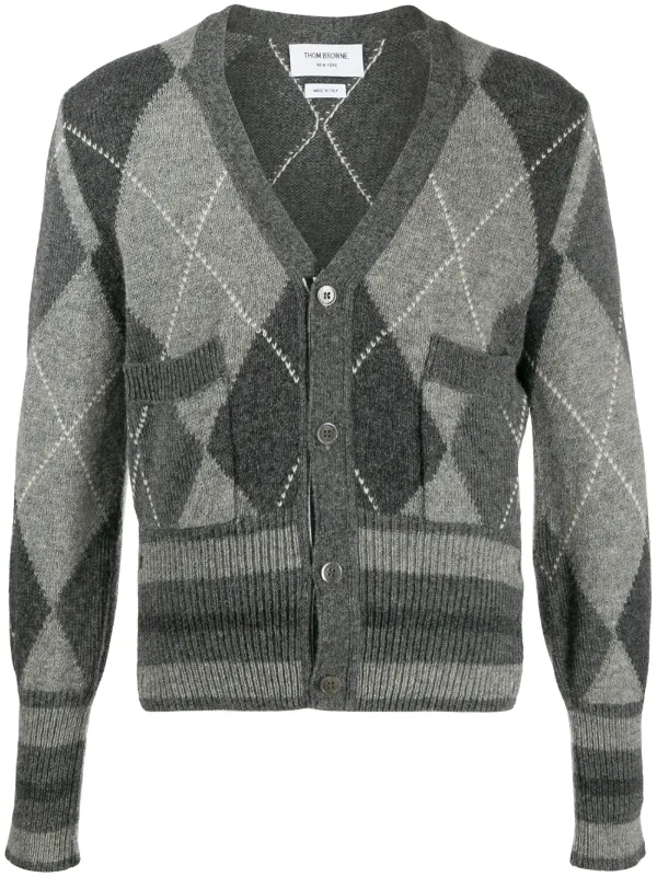 grey argyle cardigan