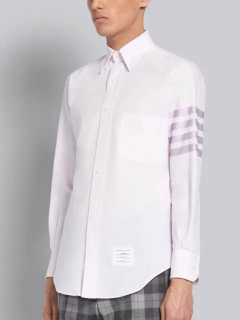 Light Pink Cotton Oxford Long Sleeve Satin Weave 4-Bar Shirt