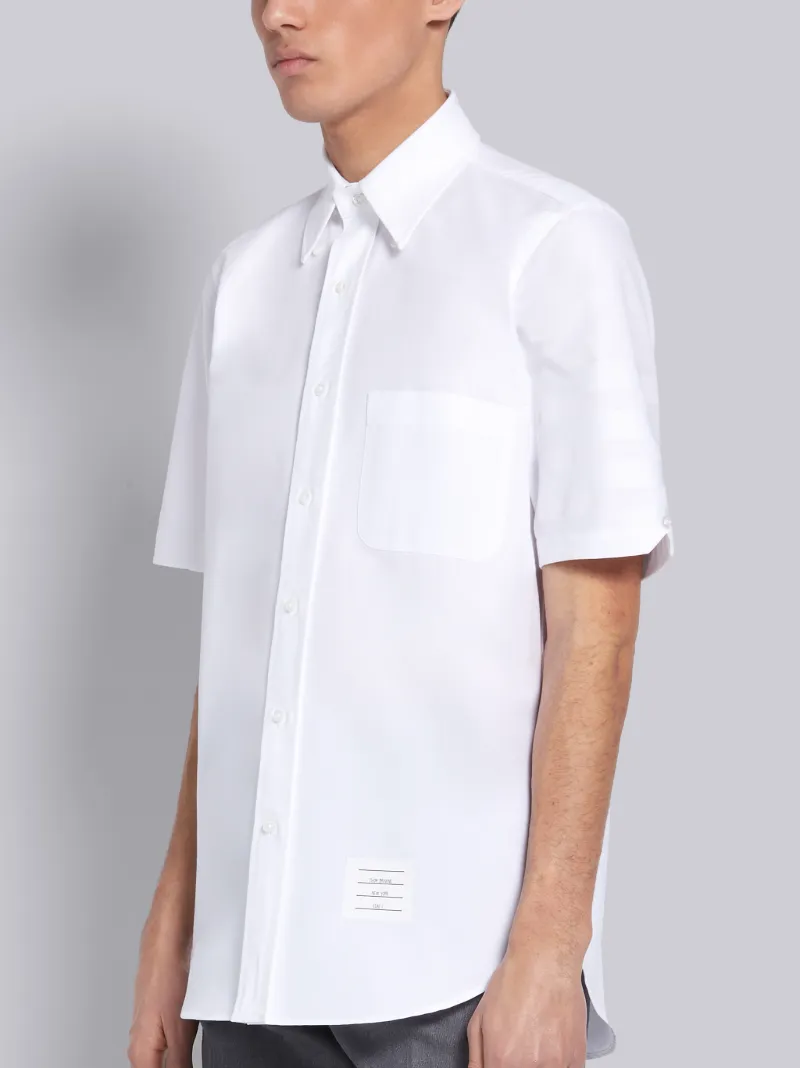 White Cotton Poplin Short Sleeve Satin 