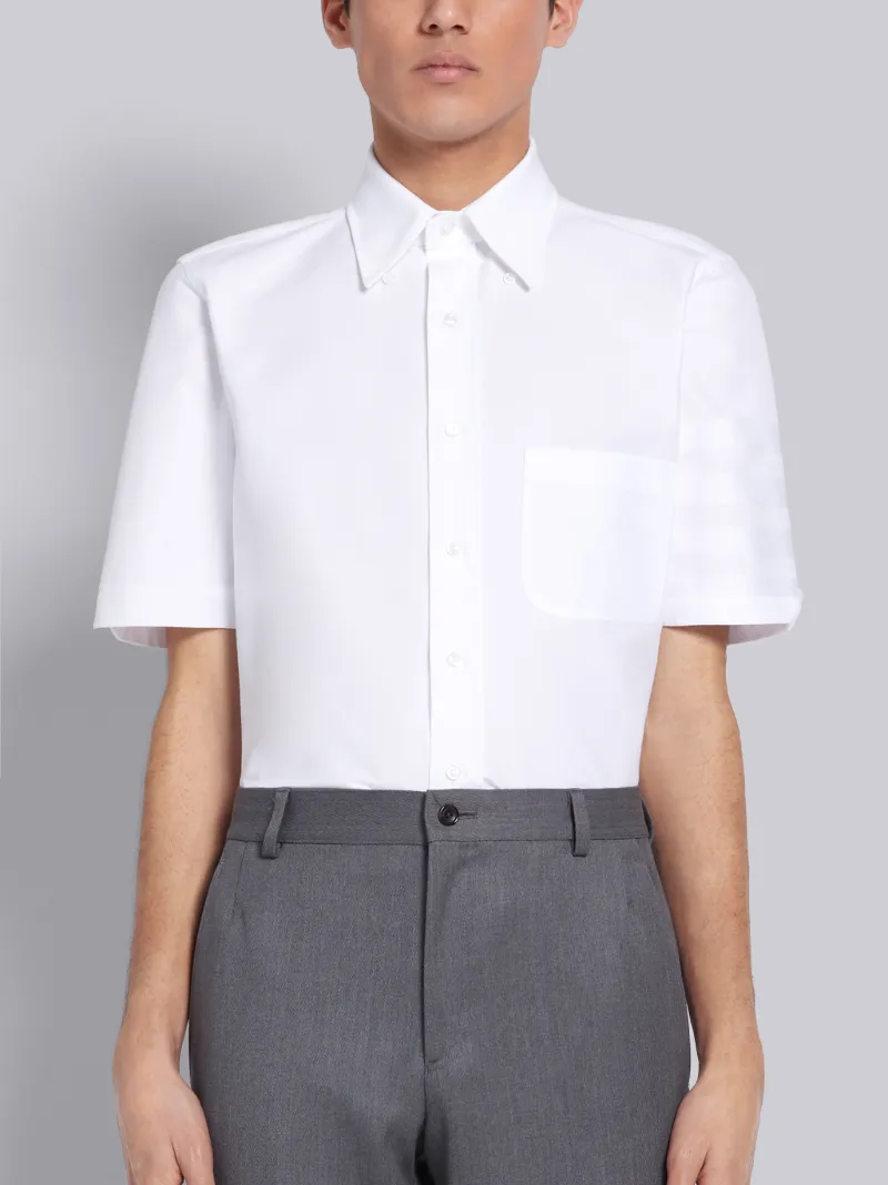 White Cotton Poplin Short Sleeve Satin 