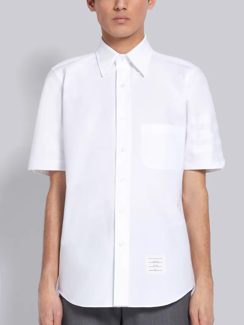 White Cotton Poplin Short Sleeve Satin 