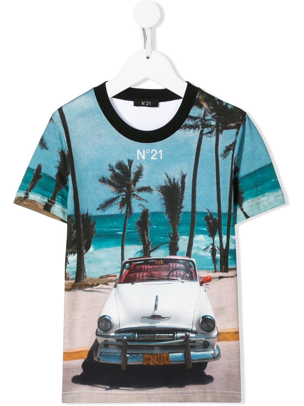 Shop N°21 Car Print Cotton T-shirt In Blue