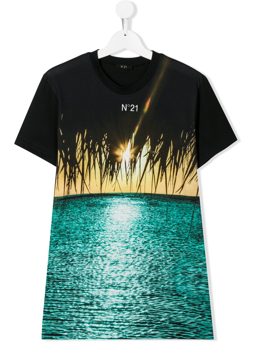 фото Nº21 Kids TEEN beach-print logo T-shirt