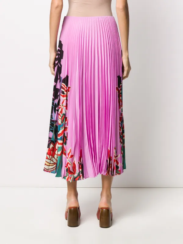Valentino Garavani Floral Print Pleated Skirt | Pink | FARFETCH