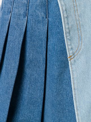 pleated denim asymmetric skirt展示图