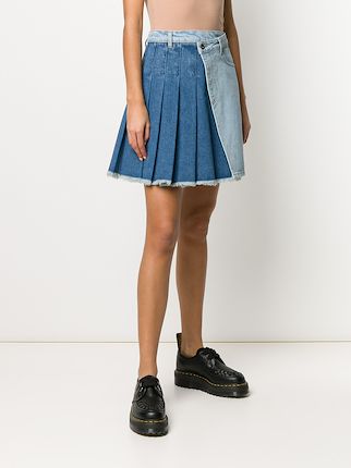 pleated denim asymmetric skirt展示图