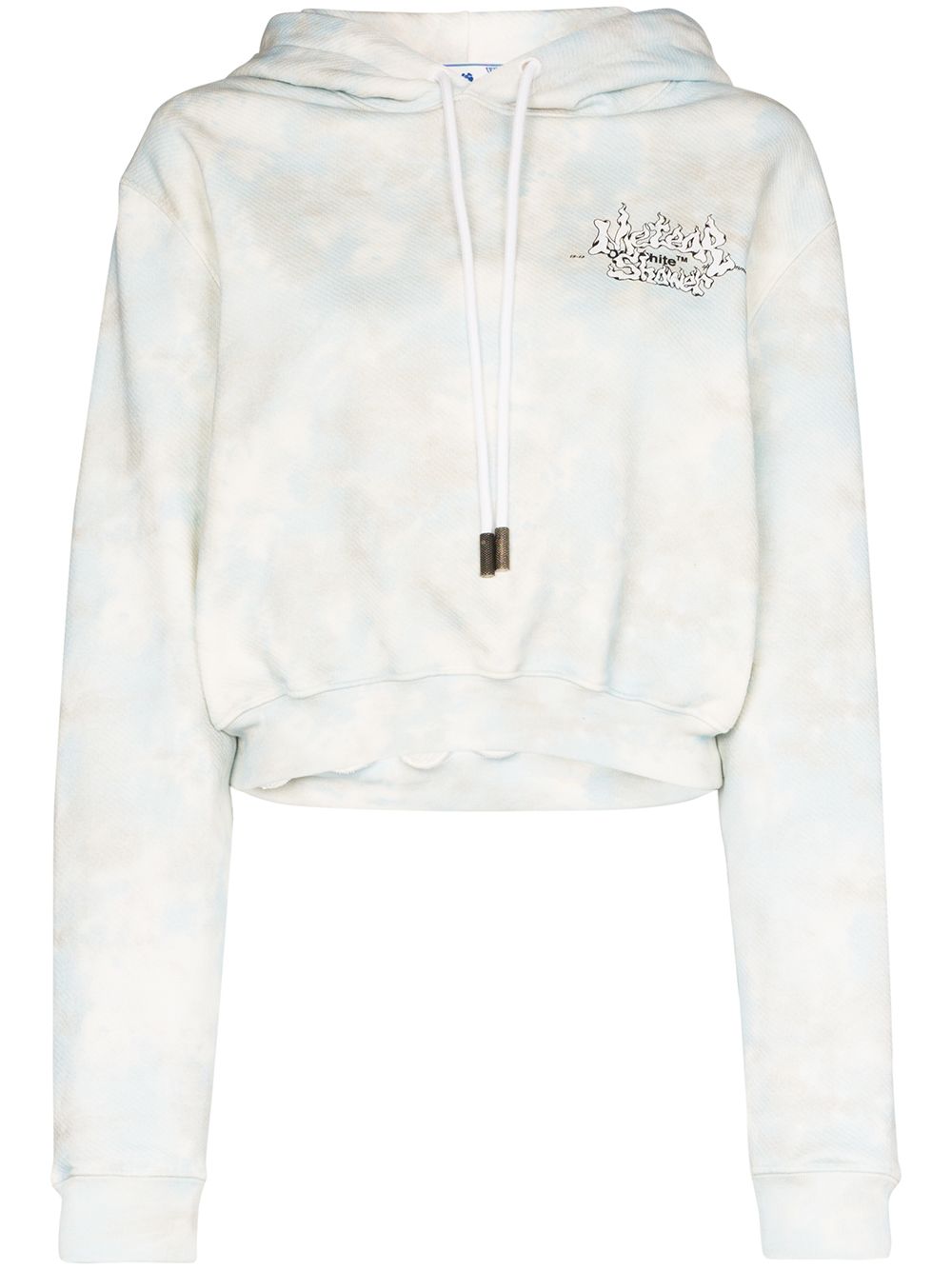 фото Off-white back writing cropped cotton hoodie