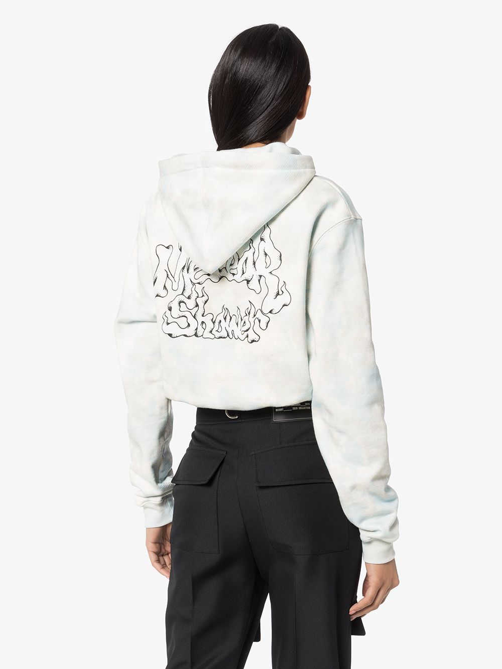 фото Off-white back writing cropped cotton hoodie