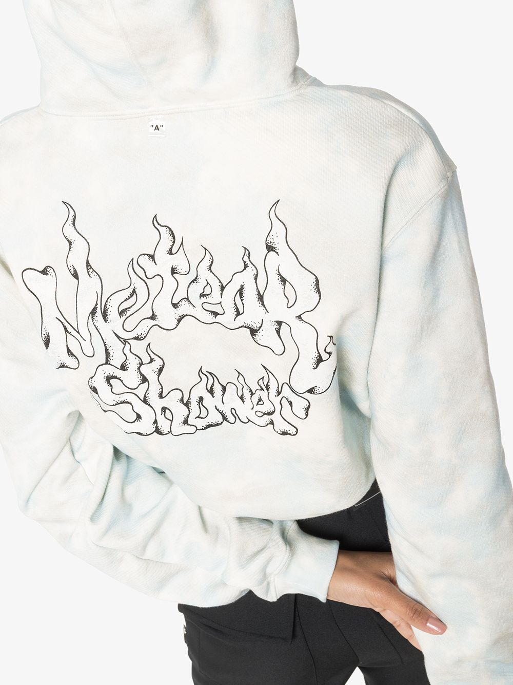 фото Off-white back writing cropped cotton hoodie