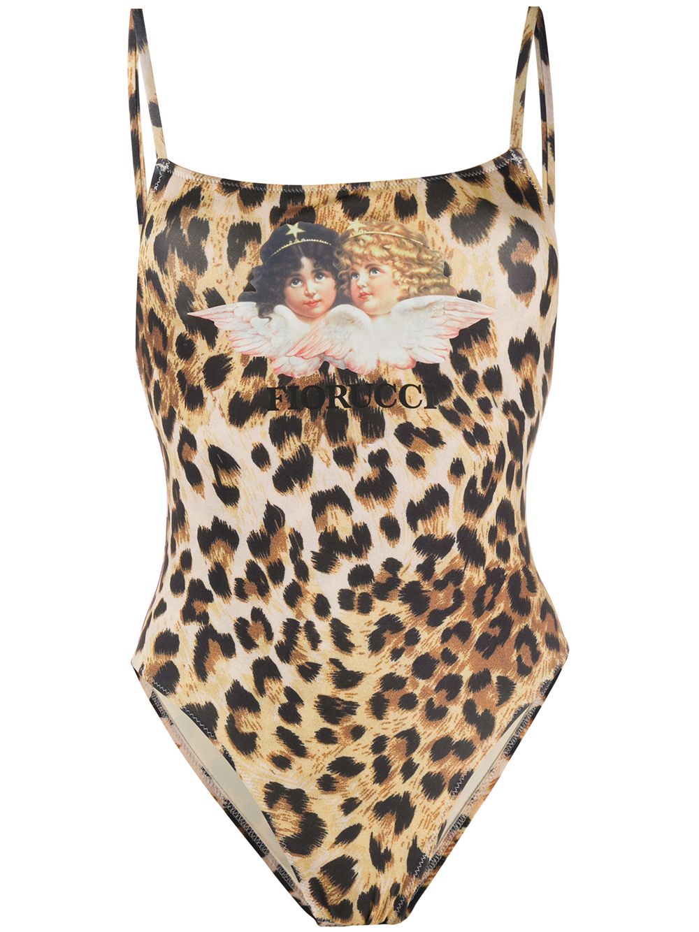 Shop Fiorucci Angels Leopard Print One Piece In Neutrals