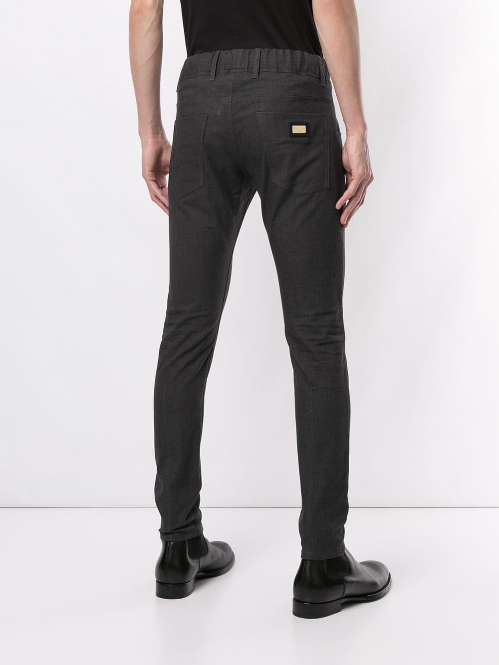 Shop Dolce & Gabbana Drawstring Waist Skinny Trousers In Grey