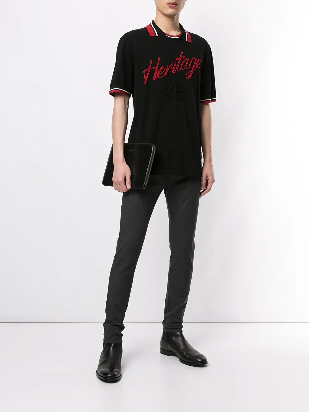Image 2 of Dolce & Gabbana Heritage embroidered polo shirt