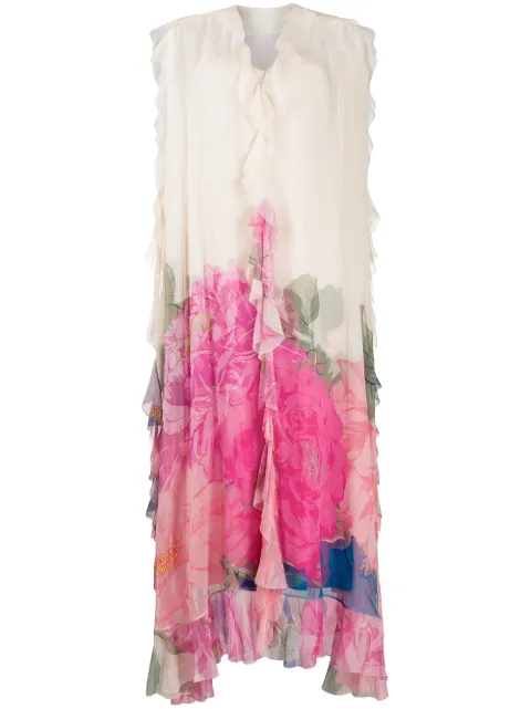 Valentino Garavani ruffled floral print gown