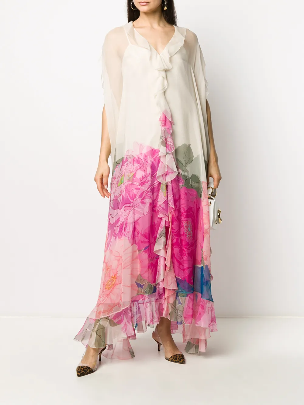 Valentino Garavani Avondjurk met bloemenprint - Beige