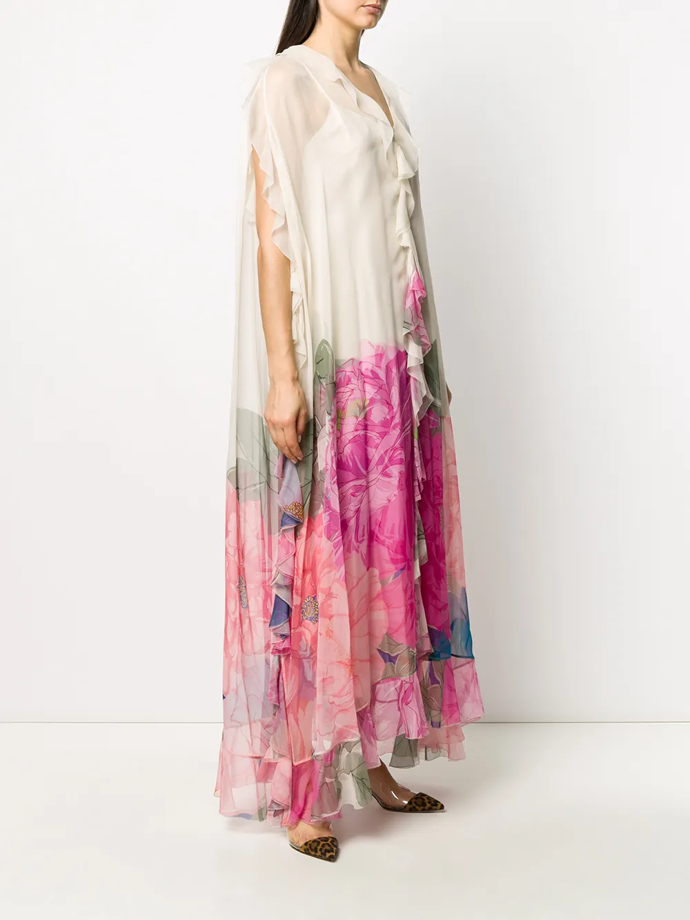 Valentino Garavani Avondjurk met bloemenprint Beige