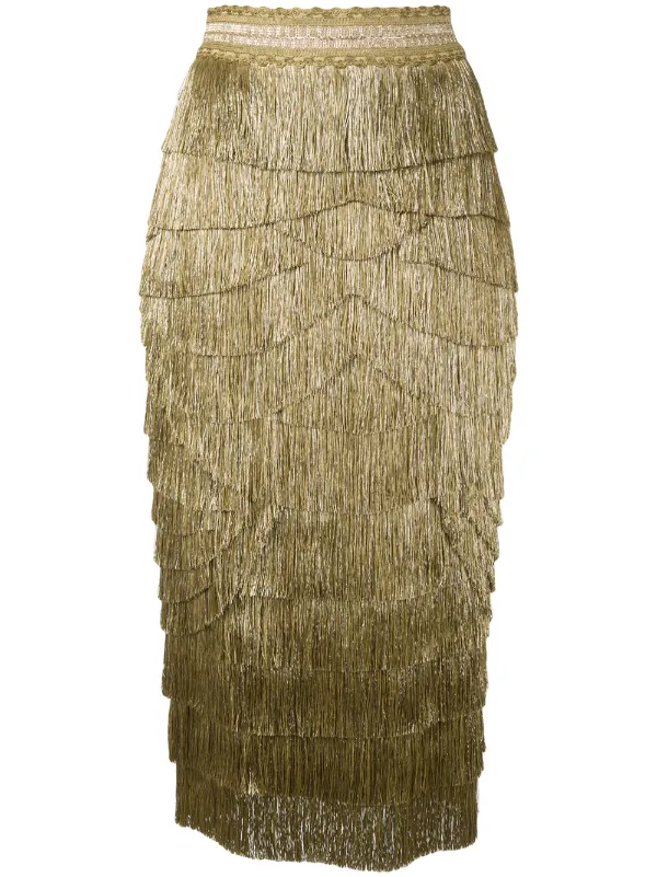 tiered fringe skirt