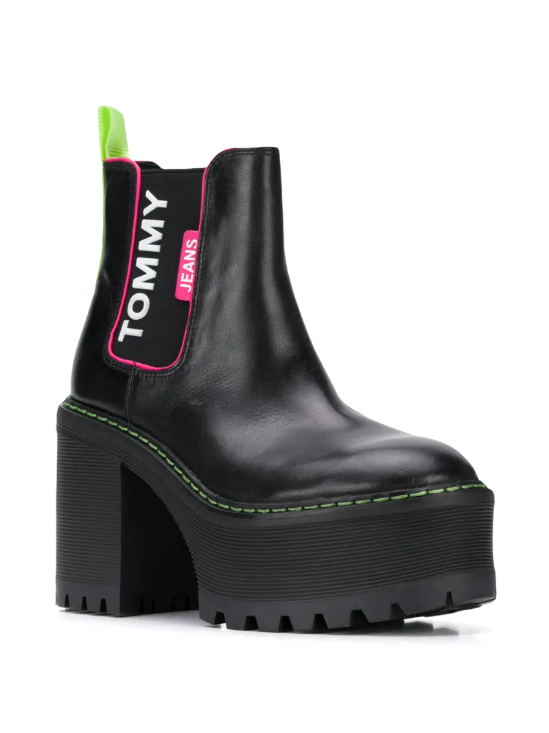 TOMMY JEANS PLATFORM RIDGED HEEL BOOTS