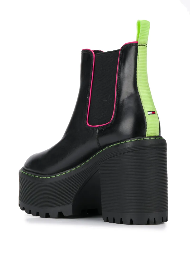TOMMY JEANS PLATFORM RIDGED HEEL BOOTS