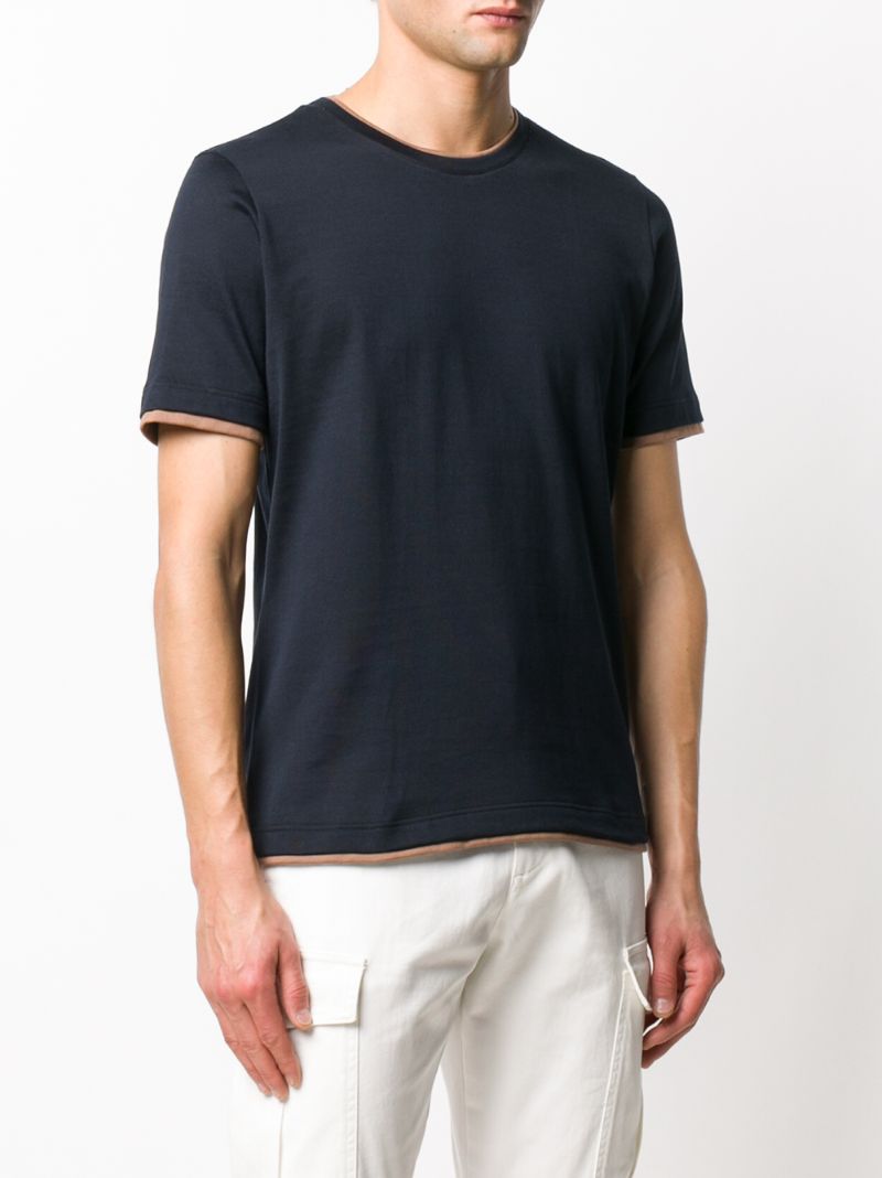 Shop Eleventy Layered-effect Cotton T-shirt In Blue