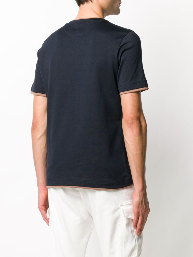 Shop Eleventy Layered-effect Cotton T-shirt In Blue