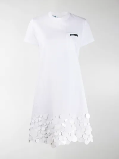 Abito modello T-shirt con paillettes Bianco Farfetch Abbigliamento Vestiti Vestiti paillettes 