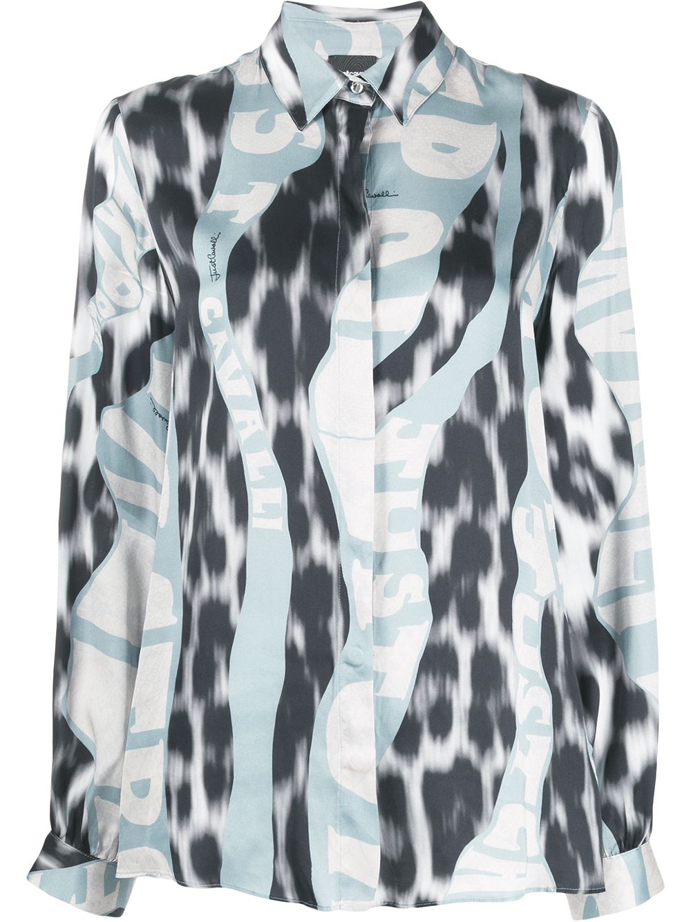 фото Just cavalli рубашка с леопардовым принтом и логотипом