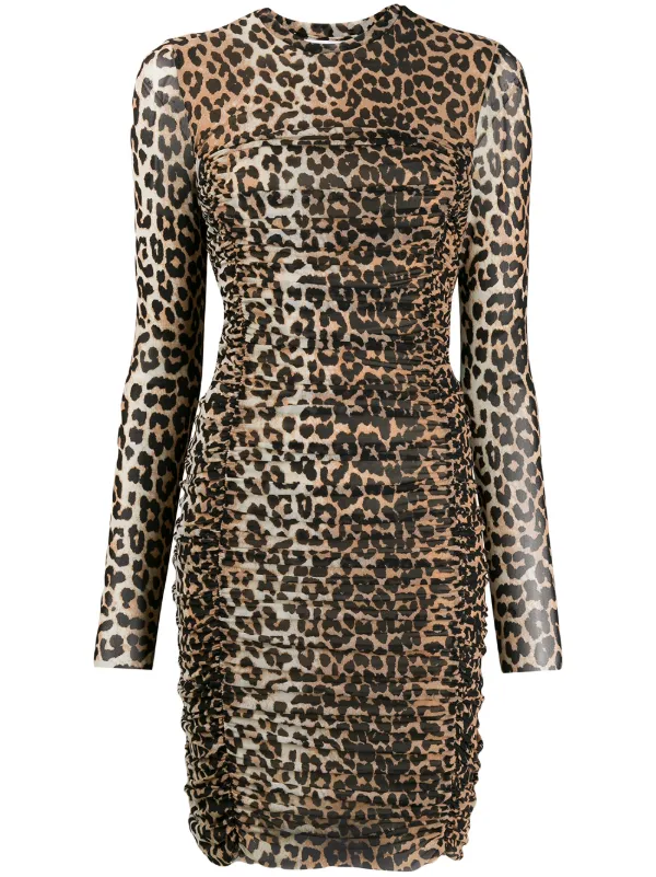 ruched leopard print dress