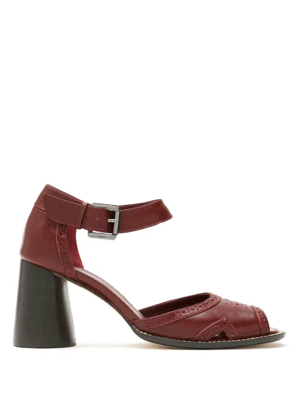 leather chunky heel sandals