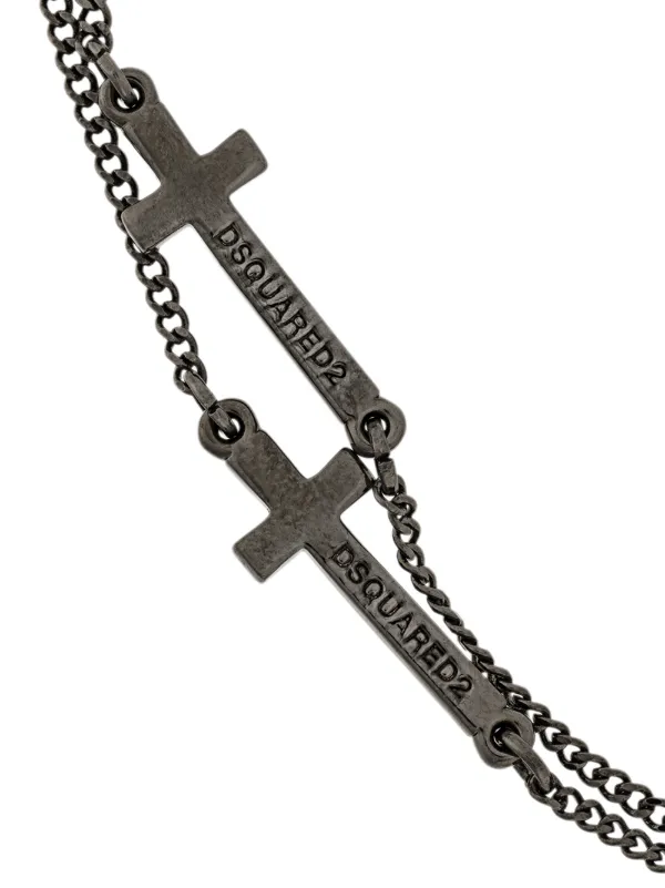 DSquared2 Jesus Bracelet クロスチャーム ダブルチェーン DSQUARED2 Double Cross Bracelet | Silver | FARFETCH