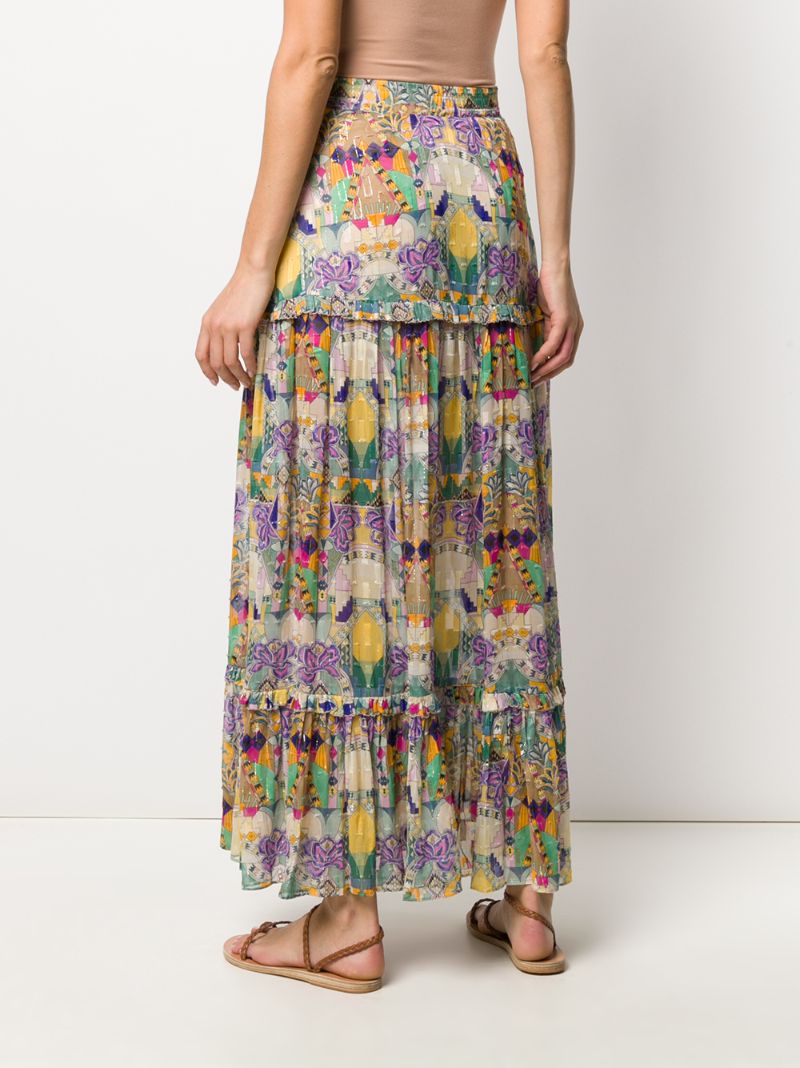 CHUFY PLEATED PATTERNED MAXI SKIRT 