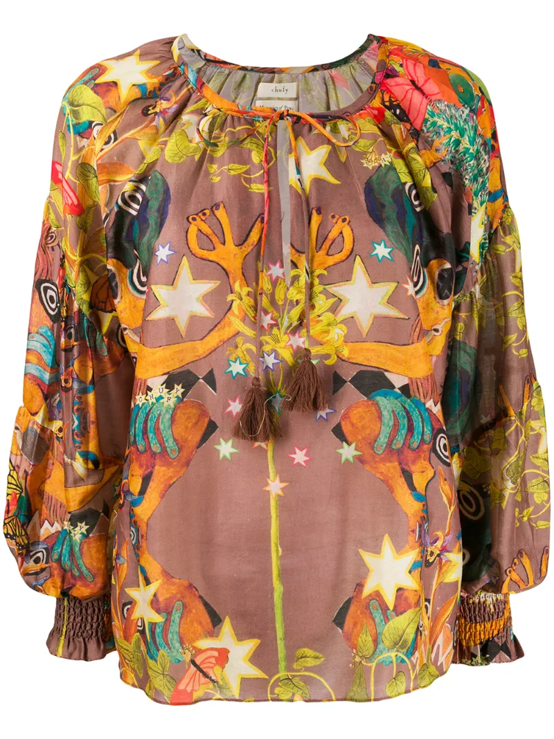 CHUFY OVERSIZED ABSTRACT PRINT BLOUSE