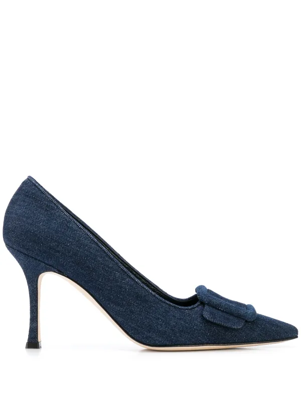manolo blahnik denim shoes
