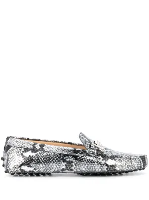snakeskin driving shoes