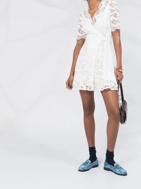 white embroidered wrap dress