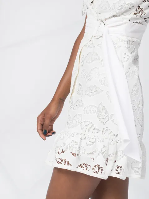 white embroidered wrap dress