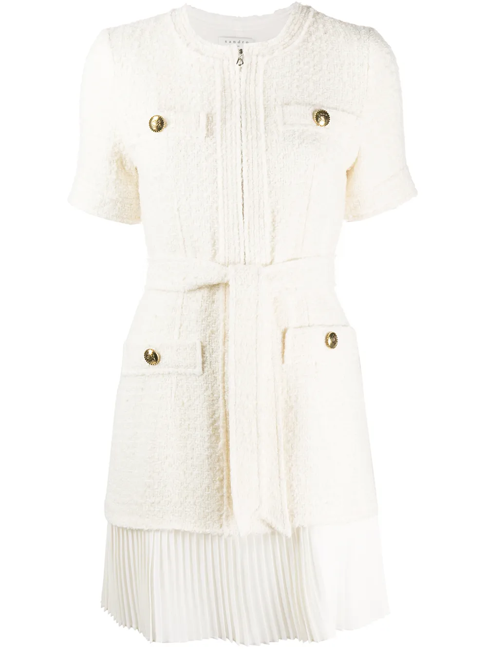 

SANDRO tweed coat mini dress - Neutrals