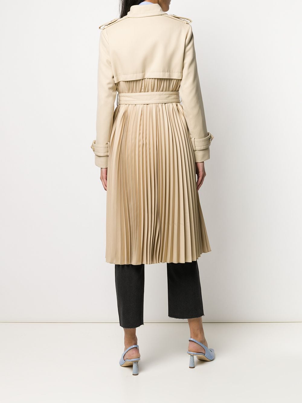 Shop Sandro Vino Pleated Trench Coat In Neutrals