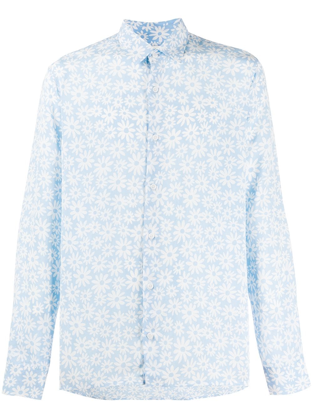 Shop Sandro Floral Print Shirt In Blue